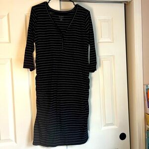 Isabel Maternity by Ingrid & Isabel Navy and White 3/4 Sleeve V-Neck Polo Dress